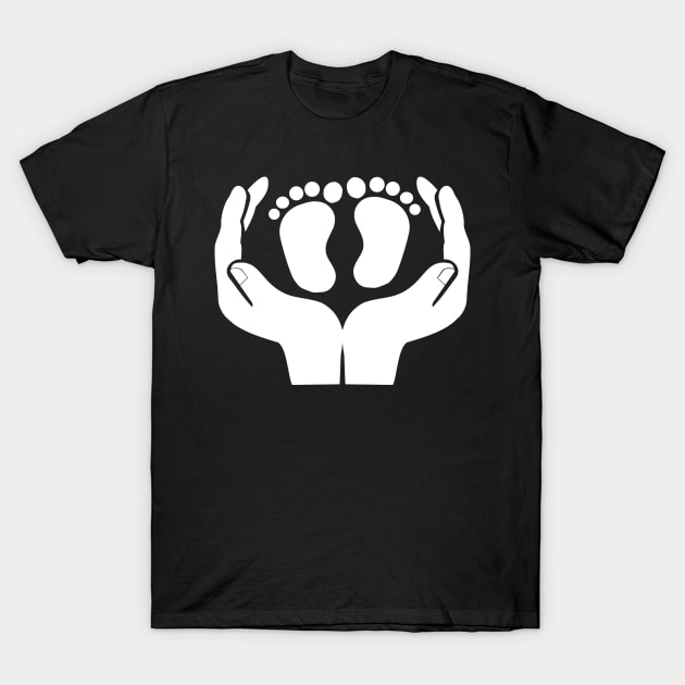 Hands holding baby feet silhouette T-Shirt by All About Nerds